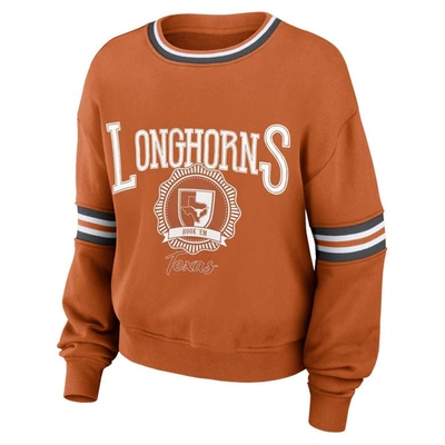 Shop Wear By Erin Andrews Orange Texas Longhorns Vintage Pullover Sweatshirt