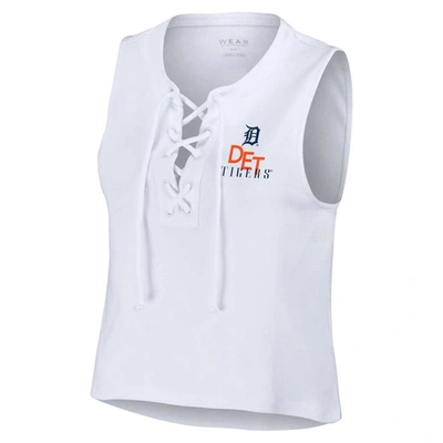 Shop Wear By Erin Andrews White Detroit Tigers Lace-up Tank Top