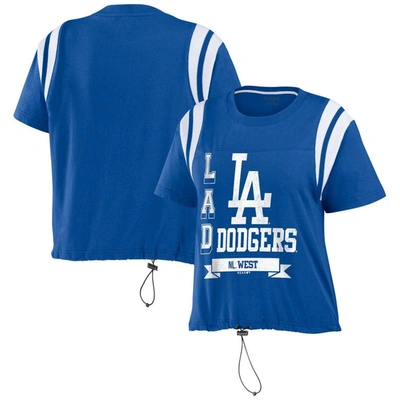 Shop Wear By Erin Andrews Royal Los Angeles Dodgers Cinched Colorblock T-shirt