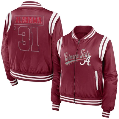 Shop Wear By Erin Andrews Crimson Alabama Crimson Tide Football Bomber Full-zip Jacket