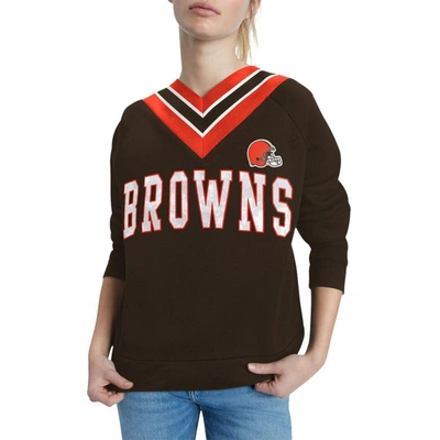 Shop Tommy Hilfiger Brown Cleveland Browns Heidi Raglan V-neck Sweater