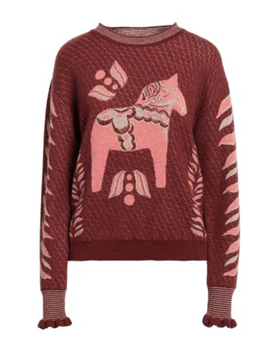 Shop Momoní Woman Sweater Brick Red Size S Polyamide, Synthetic Fibers, Wool, Alpaca Wool, Metallic Fiber