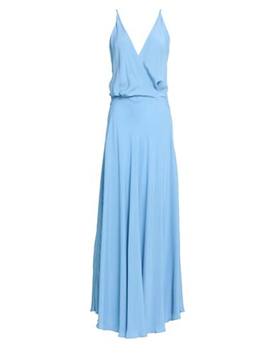 Shop Seventy Sergio Tegon Woman Maxi Dress Sky Blue Size 4 Acetate, Silk