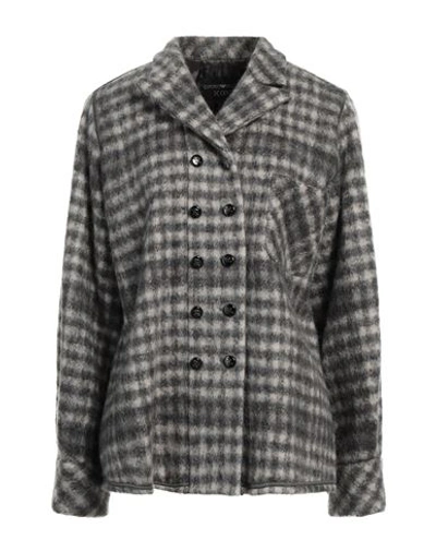 Shop Emporio Armani Woman Coat Grey Size 14 Mohair Wool, Polyamide, Cotton
