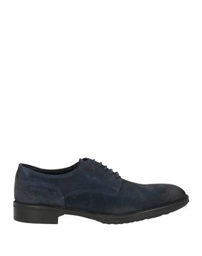 Doucal's Man Lace-up Shoes Midnight Blue Size 11 Soft Leather In Blue