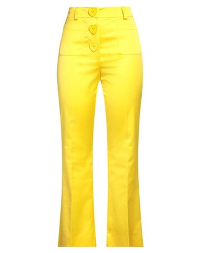 Shop Moschino Woman Pants Yellow Size 10 Cotton, Cupro, Elastane