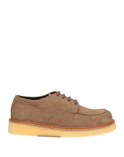 Shop Barracuda Man Lace-up Shoes Camel Size 6 Soft Leather In Beige