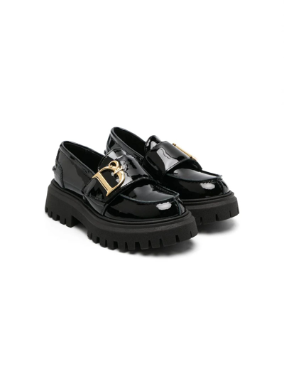 Shop Dsquared2 Black Leather Loafers In Nero