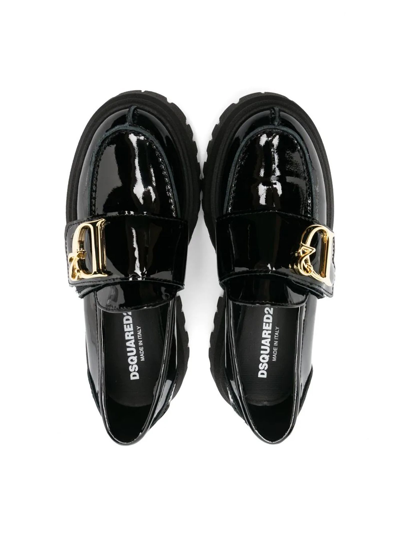 Shop Dsquared2 Black Leather Loafers In Nero