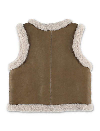 Shop Bonpoint Bibi Leather Vest In Chataigne