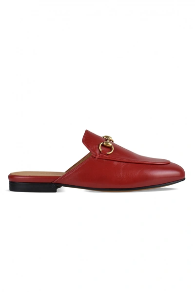 Shop Gucci Luxury Women's Sandals    Princetown Slippers In Red Leather