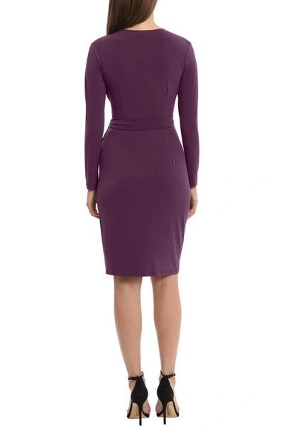 Maggy London Matte Jersey Long Sleeve Wrap Dress In Pickled Beet