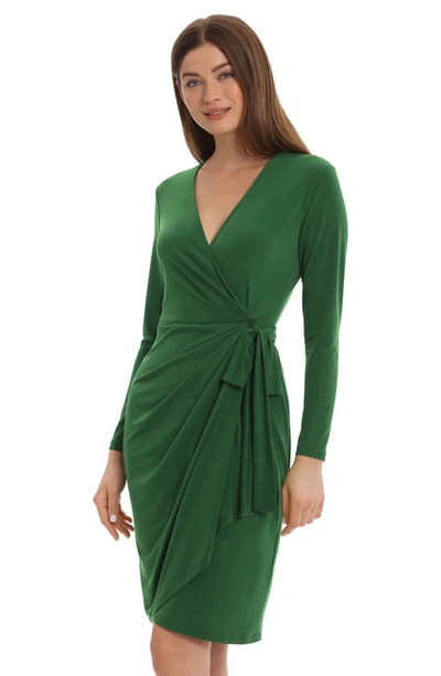 Maggy London Matte Jersey Long Sleeve Wrap Dress In Formal Garden