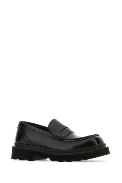 Shop Dolce & Gabbana Man Black Leather City Trek Loafers