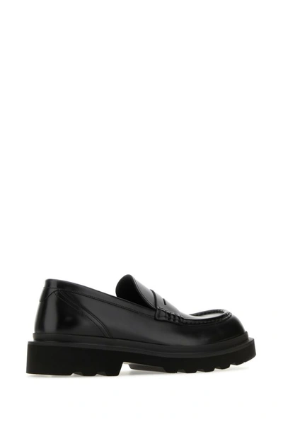 Shop Dolce & Gabbana Man Black Leather City Trek Loafers