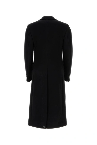 Shop Dolce & Gabbana Man Black Stretch Wool Blend Coat