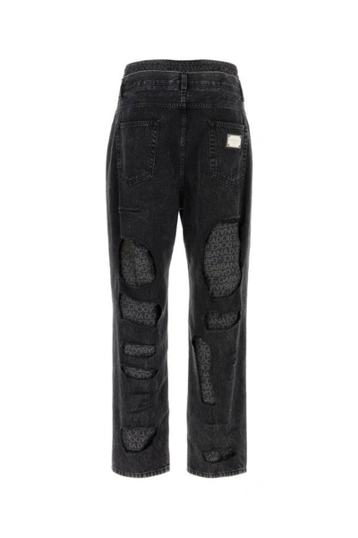 Shop Dolce & Gabbana Man Dark Grey Denim Jeans In Gray