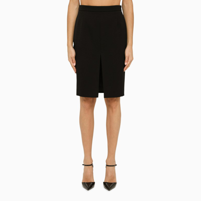 Shop Saint Laurent Black Wool Pencil Skirt Women
