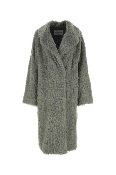 Shop Stand Studio Woman Grey Nicole Eco Fur Coat In Gray