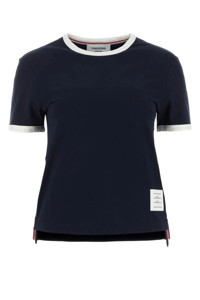 Shop Thom Browne Woman Blue Cotton T-shirt
