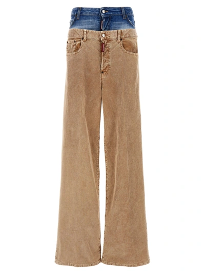 Shop Dsquared2 Twin Pack Pants In Beige