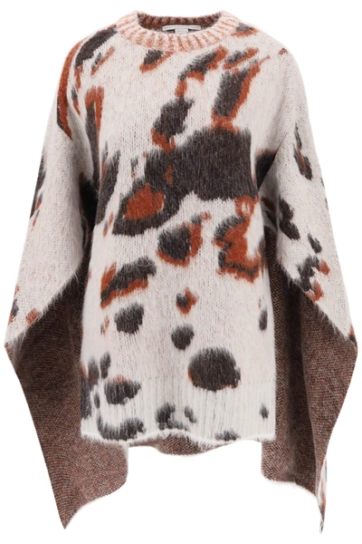 Shop Stella Mccartney Appaloosa Jacquard Cape Sweater In Multicolor 1 (white)