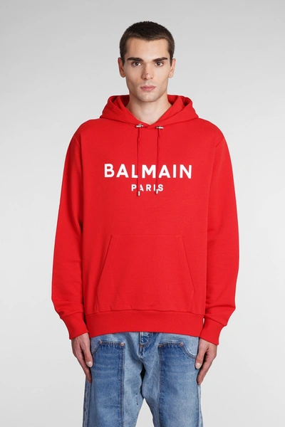 Shop Balmain Sweatshirt In Red Cotton In Default Title