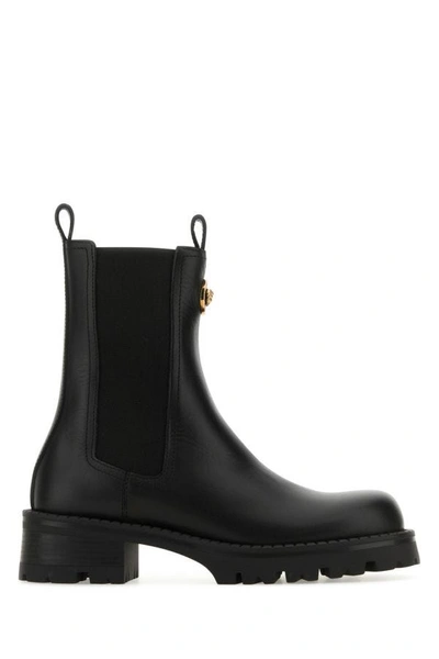 Shop Versace Woman Black Leather Ankle Boots