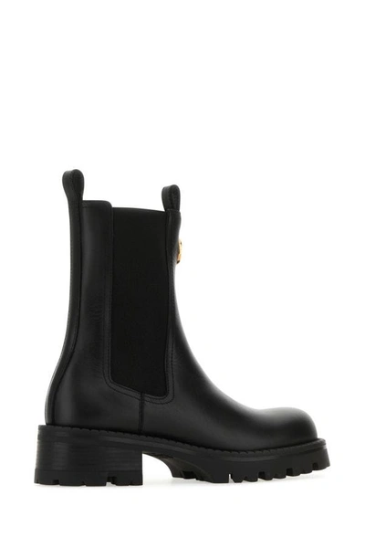 Shop Versace Woman Black Leather Ankle Boots