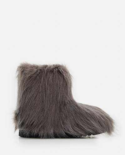 Shop Stand Studio Olivia Medium Faux Fur Boots In Grey