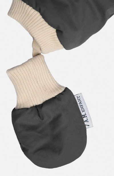 7 A.m. Enfant Benji Hooded Snowsuit With Attached Mittens In Smokey Quilted