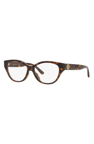 Shop Tory Burch 53mm Cat Eye Optical Glasses In Dark Tortoise