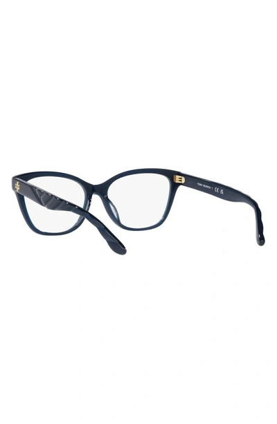 Tory Burch 53mm Rectangular Optical Glasses In Navy