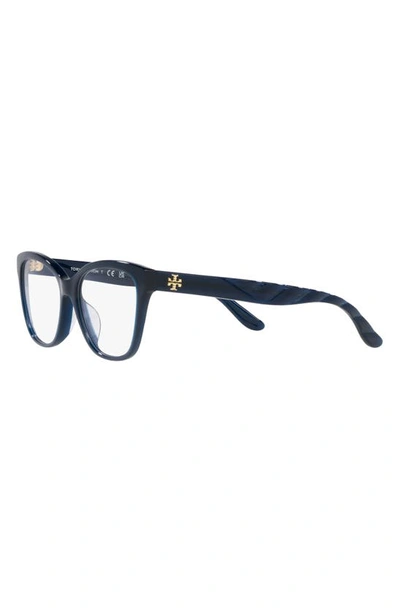 Tory Burch 53mm Rectangular Optical Glasses In Navy