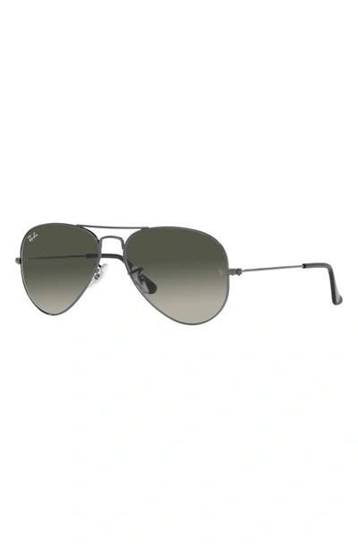 Ray Ban Small Original 55mm Aviator Sunglasses In Grey Flash