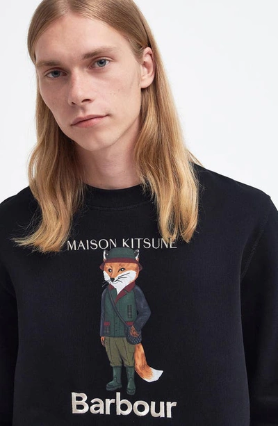 Shop Barbour X Maison Kitsuné Fox Cotton Graphic Sweatshirt In Black