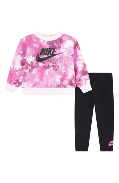 Shop Nike Sci Dye Sweatshirt & Leggings Set In Black