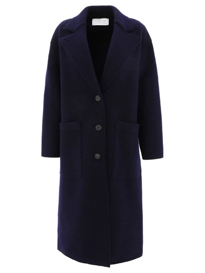 Shop Harris Wharf London "greatcoat" Coat In Blue