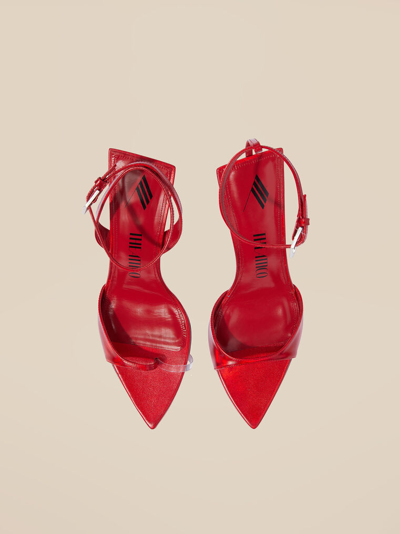 Attico Sandalo ''gg'' Mismatched Vibrant Red In Vibrant Red