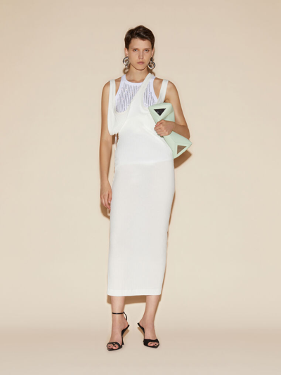 Attico Asymmetrical-neckline Ribbed Midi Dress In White