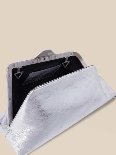 Attico Day Off Laminated Leather Shoulder Bag In Silver