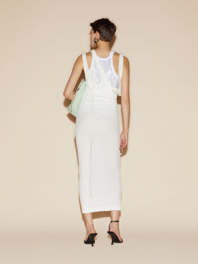 Attico Asymmetrical-neckline Ribbed Midi Dress In White