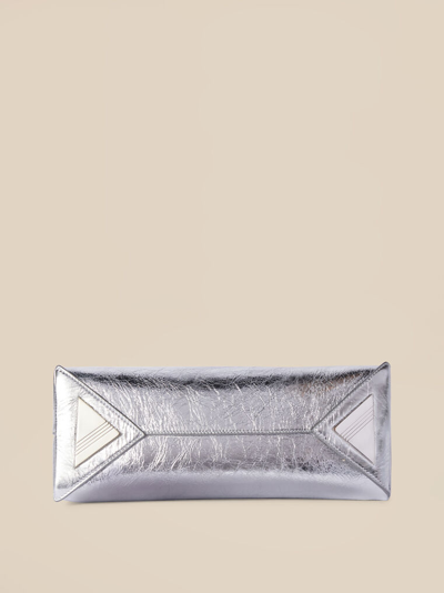 Attico Day Off Laminated Leather Shoulder Bag In Silver