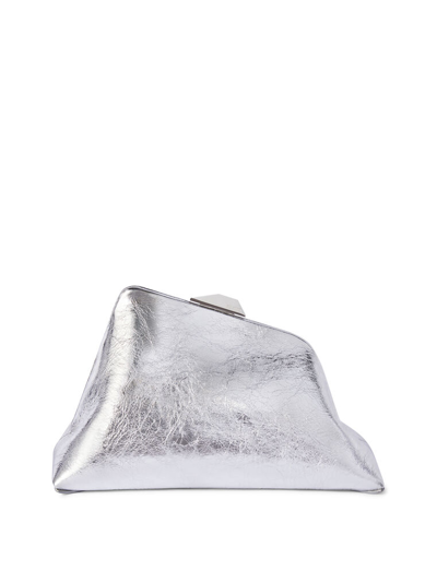 Attico Day Off Laminated Leather Shoulder Bag In Silver