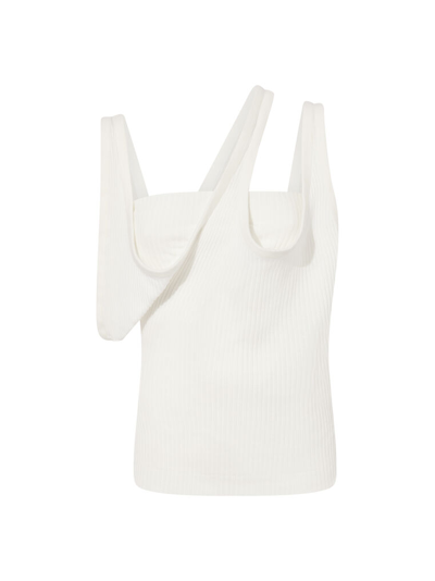 Attico Ribbed Cotton Jersey Top In White