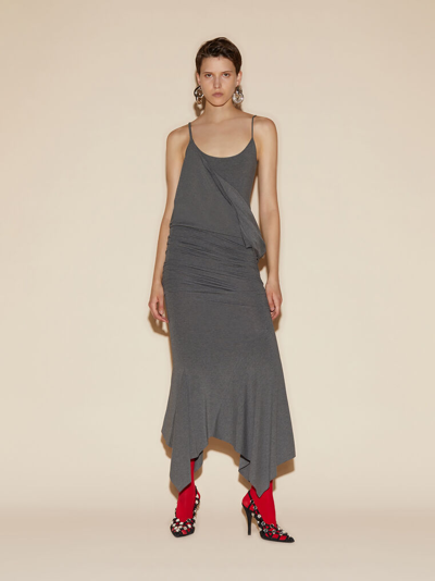 Attico Asymmetric Midi Dress Grey