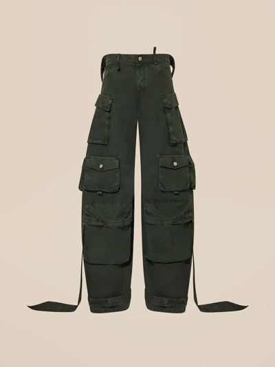 Attico Fern Low-rise Cargo Pants In Ivy Green