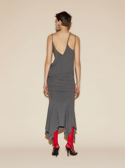 Attico Asymmetric Midi Dress Grey
