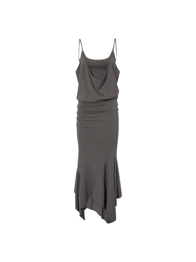 Shop Attico The  Dresses Gend - Dark Grey Midi Dress Dark Grey Main Fabric: 92% Viscose 8% Elastane