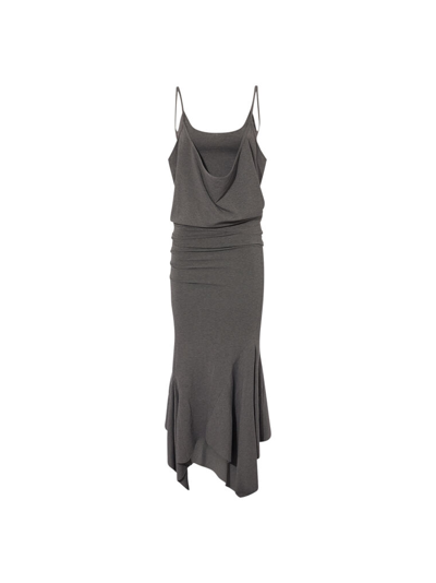 Attico Asymmetric Midi Dress Grey